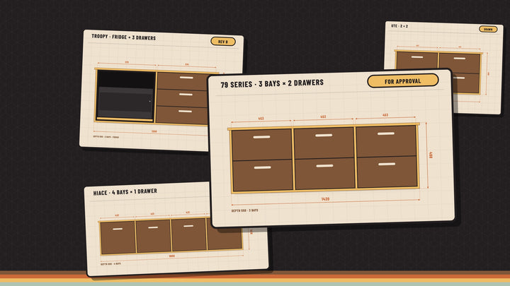 Unwind CAD drawings of a drawer system