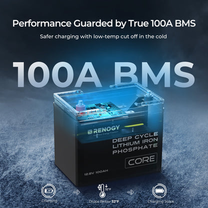 Renogy 12V 100Ah Core Series Deep Cycle Lithium Iron Phosphate Battery - Unwind Designs